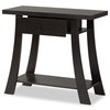 Baxton Studio Herman Modern and Contemporary Dark Brown Finished Wood 1-Drawer Console Table 190-11324-ZORO